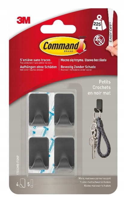 Command małe haczyki samoprzylepne czarne