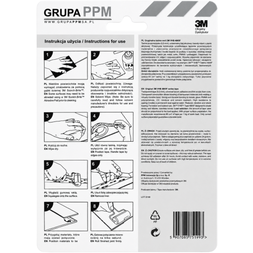 3M 4905F przezroczysta taśma montażowa, akrylowa, dwustronna