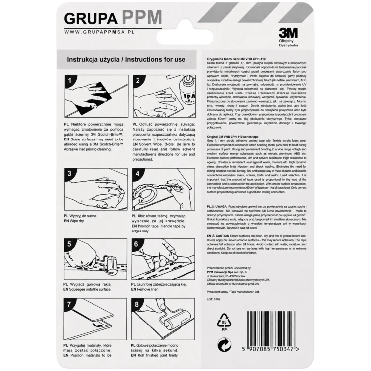 3M GPH-110 taśma dwustronna montażowa, bardzo mocna