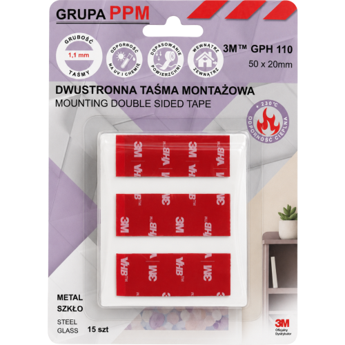 3M GPH-110 bardzo mocna taśma akrylowa, mnontażowa