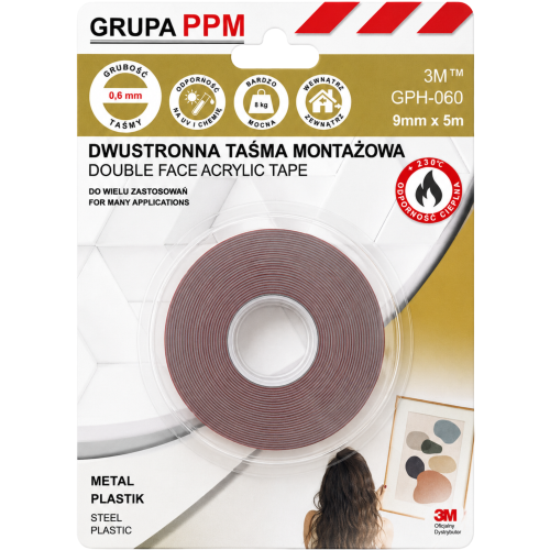3M GPH-060 taśma dwustronna do montażu obrazów, dekoracji, haczyków