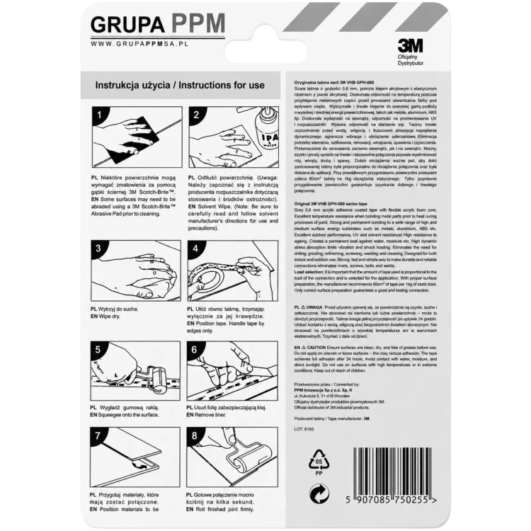 3M GPH-060 taśma dwustronna do montażu obrazów, dekoracji, haczyków