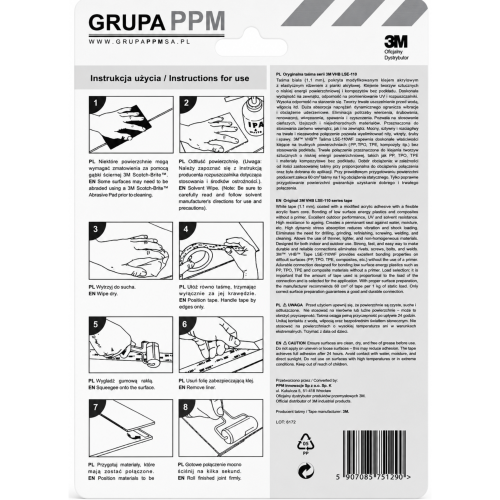 taśma 3M LSE 110 do bardzo trudnych powierzchni. Taśma do trudnych plastików PE, PTFE