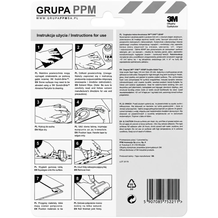 3M 4936P szara taśma akrylowa