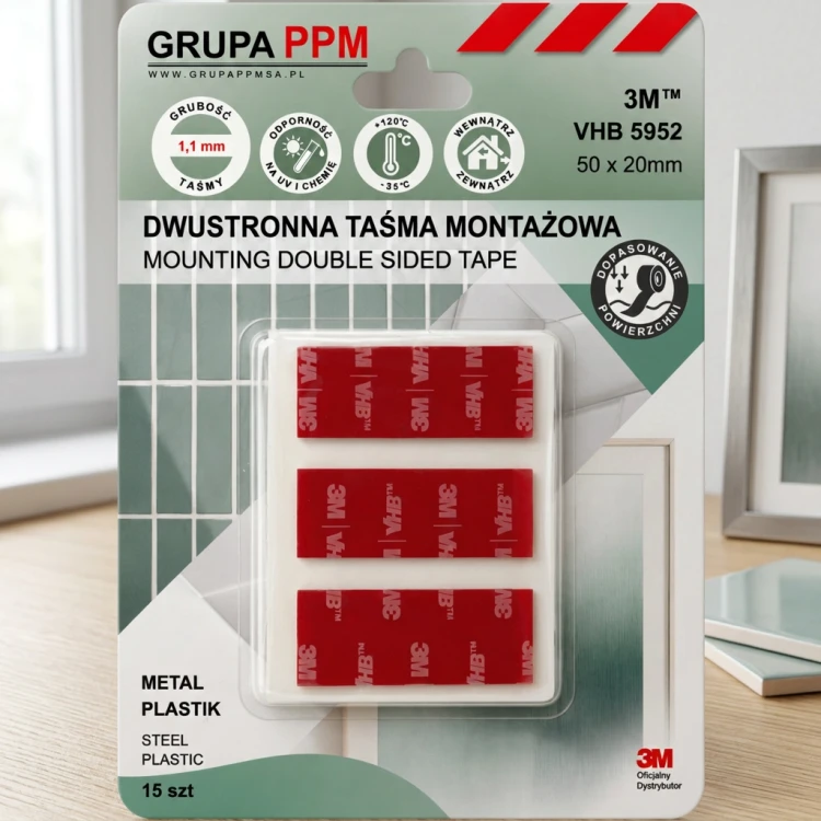 3M 5952 VHB najmocniejsza taśma akrylowa. Taśma dwustronna montazowa