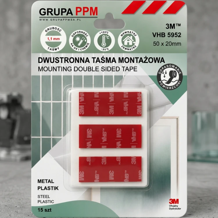 3M 5952 VHB najmocniejsza taśma akrylowa. Taśma dwustronna montazowa